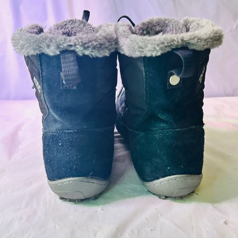 Columbia Women's Black Quilted Winter Boots with Gray Faux-Fur Trim